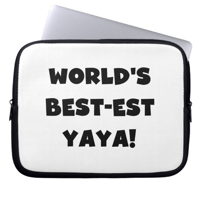 Svart text World's Best Yaya Gifts Laptop Fodral (Framsidan)