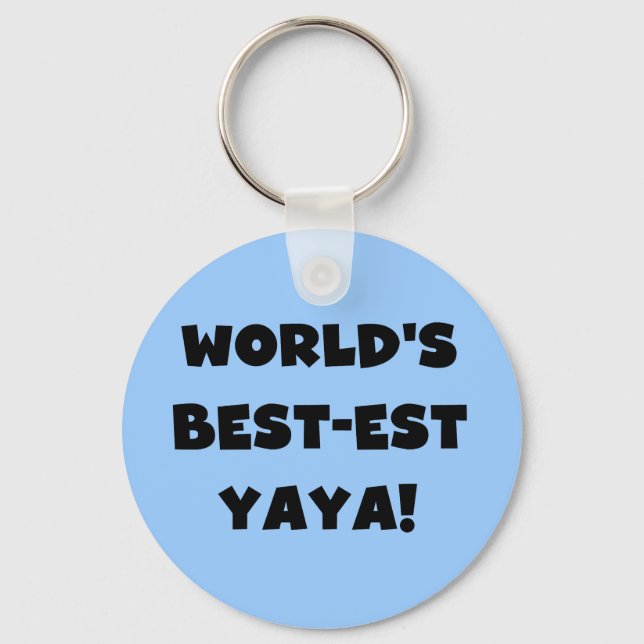 Svart text World's Best Yaya Gifts Nyckelring (Framsida)