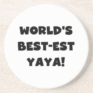 Svart text World's Best Yaya Gifts Underlägg Sandsten