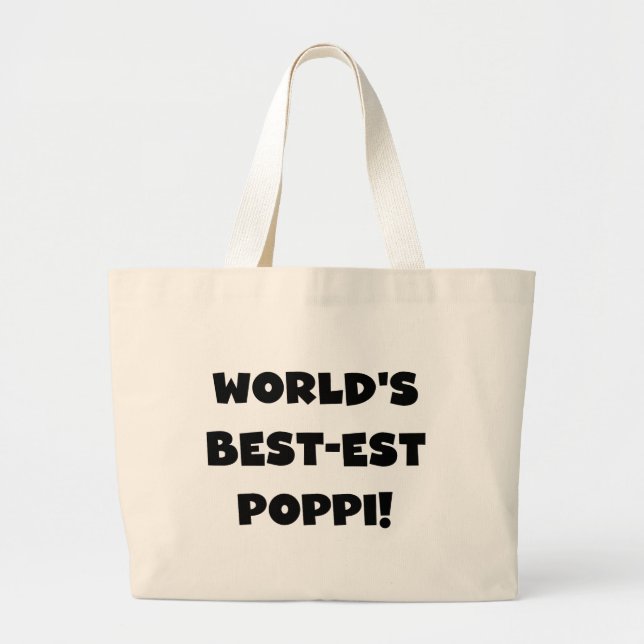 Svart textpresentationer i världens bästa poppi-fo jumbo tygkasse (Framsidan)