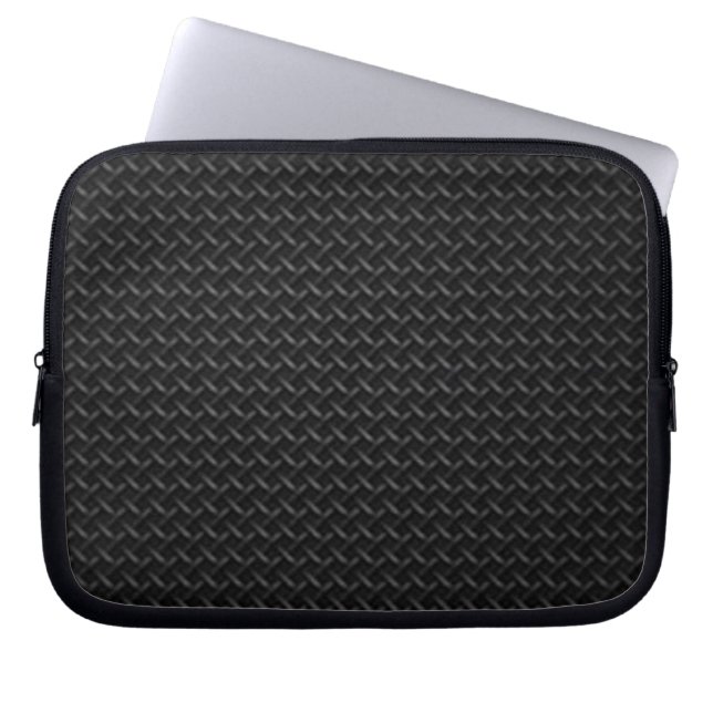svart texturerat läder Neoprene Laptop Sleeve 10in (Framsidan)