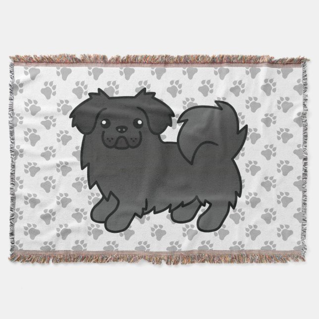 Svart tibetansk spaniel söt seriehund filt (Framsidan)