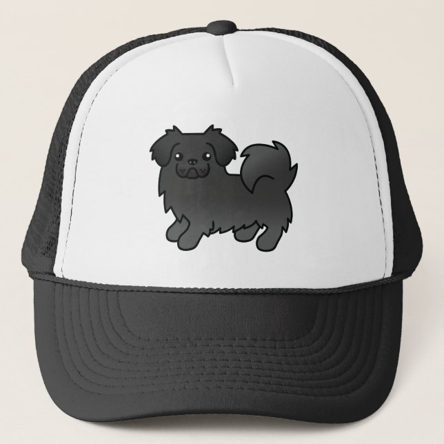 Svart tibetansk spaniel söt seriehund keps (Framsida)