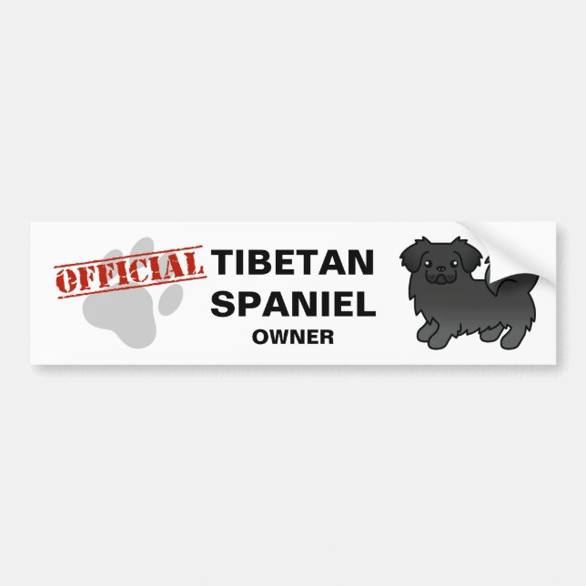 Svart tibetansk spaniel tecknad hund bildekal (Framsidan)