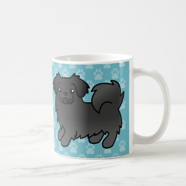 Svart tibetansk spaniel tecknad hund kaffemugg (Höger)