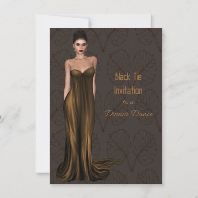 Svart tidsinbjudan för middag och middag inbjudningar (Framsida)