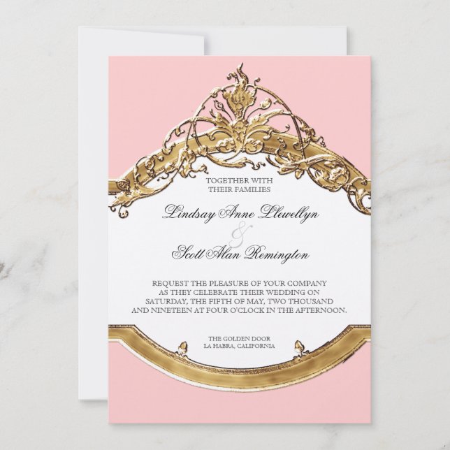 Svart Tie Elegans 2, Golden Wedding Inbjudningar (Framsida)