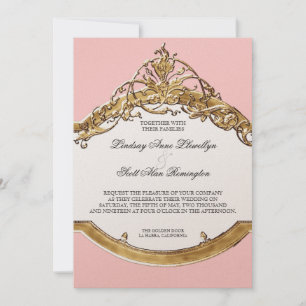 Svart Tie Elegans 2, Golden Wedding Inbjudningar