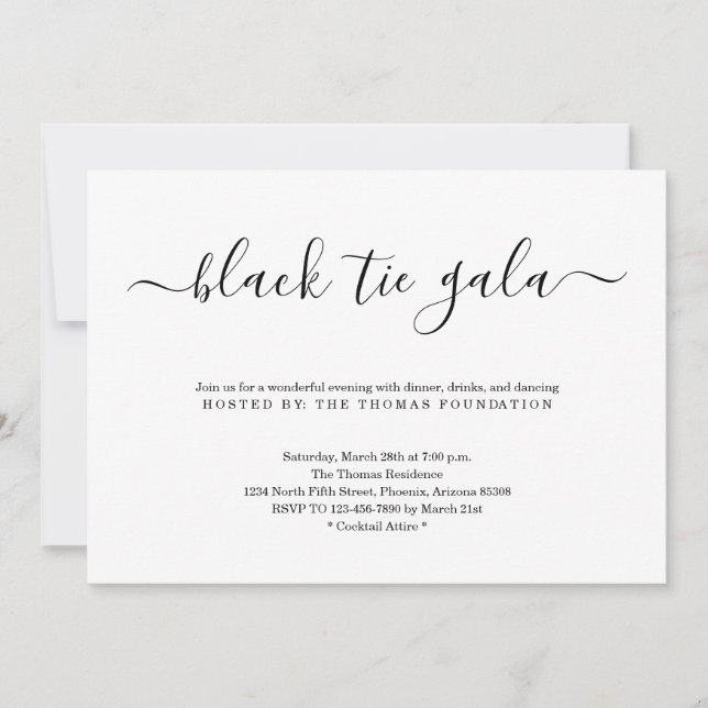 Svart Tie Gala Inbjudningar (Framsida)