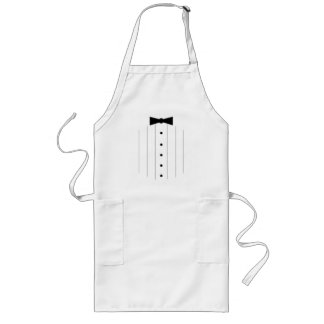 Svart Tiesmoking Långt Förkläde
