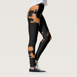 Svart Tiger Djurtryck Mönster Design Leggings