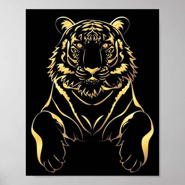 Svart tiger med guld rand poster (Framsidan)