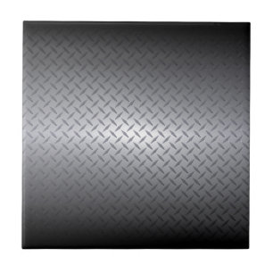 Svart till Bright Steel Fade Diamondplate-bakgrund Kakelplatta