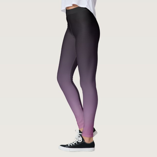 Svart till Lilac Lila Ombre-toningstoning Leggings (Vänster)