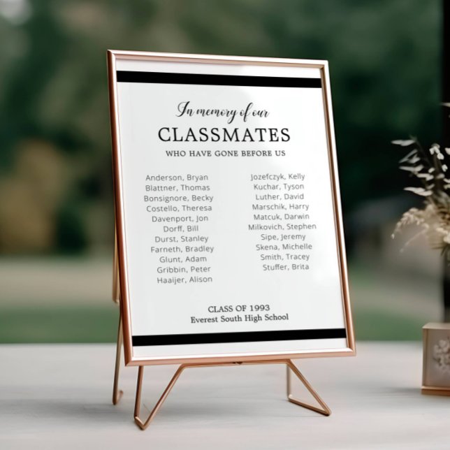 Svart till minne av våra klasskamrater Reunion Mem Poster (Skapare uppladdad)
