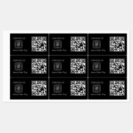 Svart tillgång QR | Anpassad egendomsaffärsövervak Klistermärke