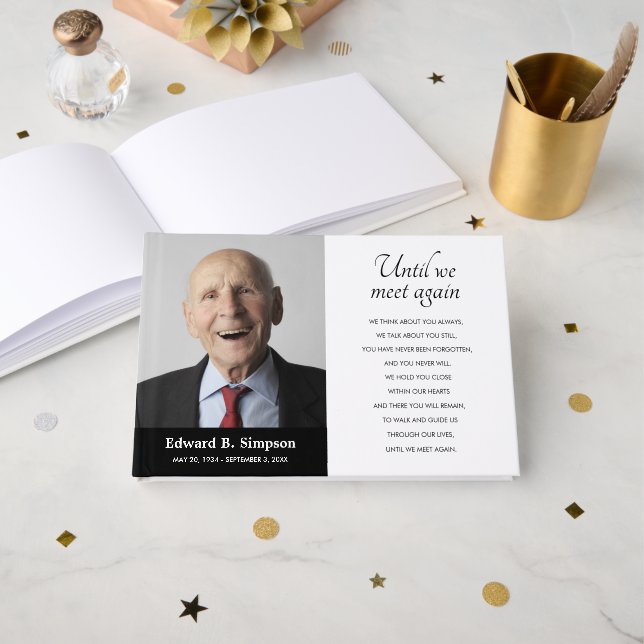 Svart tills vi träffas igen, minnesfoto gästböcker (Framsida öppen)