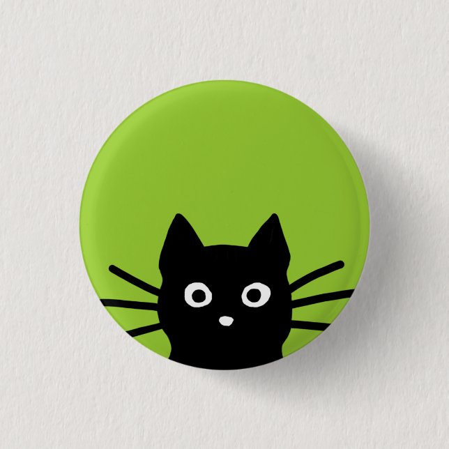 Svart Tittande Katt Knapp (Framsida)