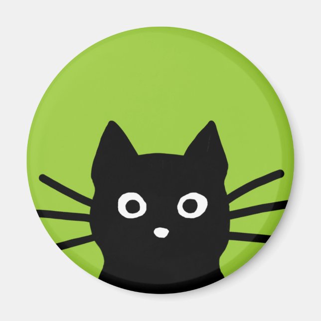 Svart Tittande Katt Magnet (Framsidan)