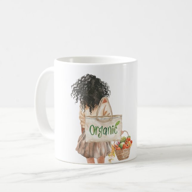 Svart Tjej Bondens Marknad Ekologisk  Kaffemugg (Framsida vänster)