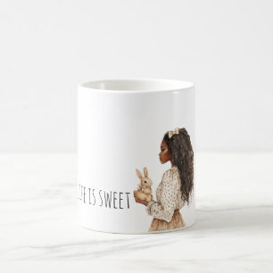 Svart tjej kanin liv är ljuvligt kaffemugg