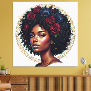 Svart tjej magi Afro Diva Canvastryck