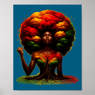 Svart tjej magi afro melanin drottning afrikansk poster