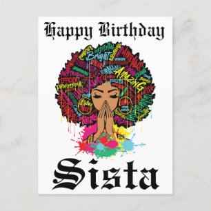 Svart Tjej Magi Födelsedag Sista Melanin Kvinna Vykort