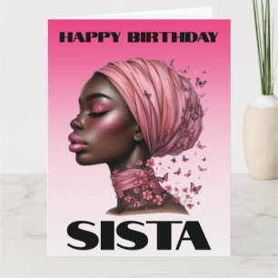 Svart tjej magi födelsedag syster melanin kvinna kort