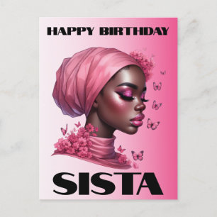Svart Tjej Magi Födelsedag Syster Melanin Kvinna Vykort