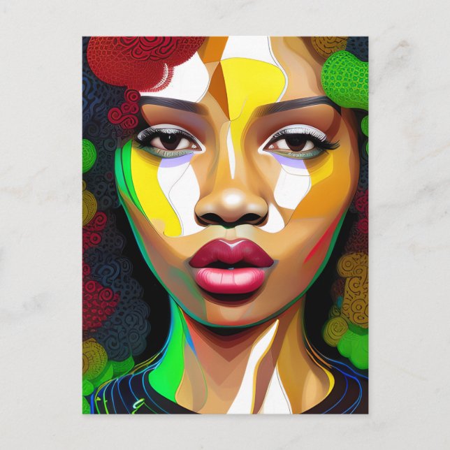 Svart tjej magi födelsedag syster melanin kvinna vykort (Framsida)