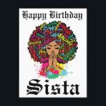 Svart tjej magi födelsedag syster melanin kvinna vykort<br><div class="desc">Grattis på födelsedagen syster,  Svart tjej magi anpassad personlig födelsedag syster melanin kvinna drottningar</div>