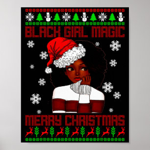 Svart tjej magi ful jul afrikansk-amerikansk K Poster
