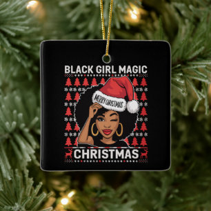 Svart tjej-magi God jul afroamerikansk  Julgransprydnad Keramik