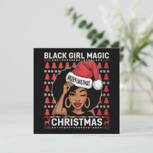 Svart tjej-magi God jul afroamerikansk Julkort