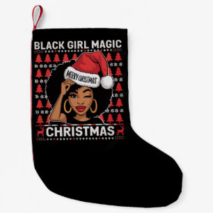 Svart tjej-magi God jul afroamerikansk  Liten Julstrumpa