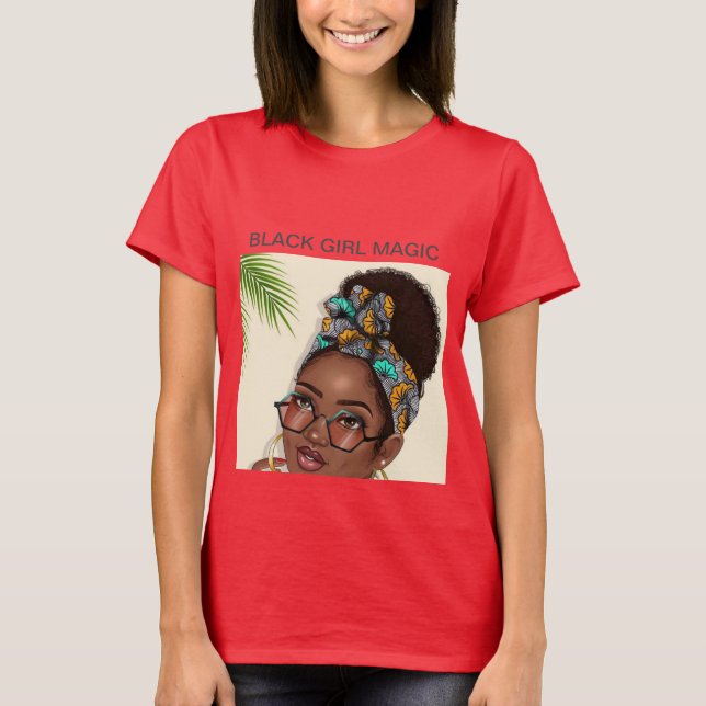 Svart tjej magi t-shirt (Framsida)