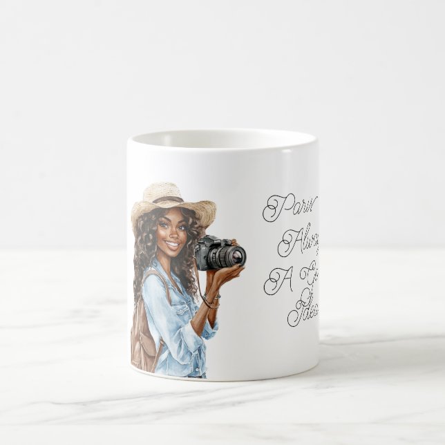 Svart tjej Paris är alltid en bra idé Kaffemugg (Center)