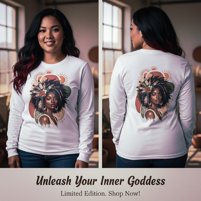 Svart tjej-poster – fantastisk bohemisk stil t shirt (Black Girl Poster – Stunning Bohemian 
)