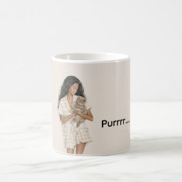 Svart Tjej Svart Katt Mjaauuu Halloween Kaffemugg