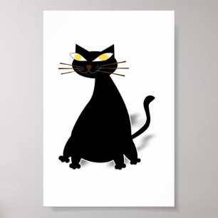 Svart Tjock Katt Poster