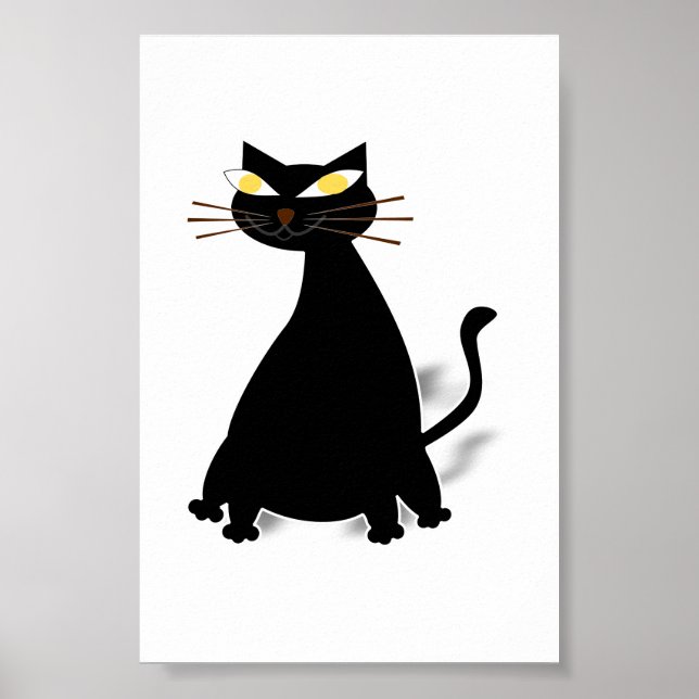 Svart Tjock Katt Poster (Framsidan)