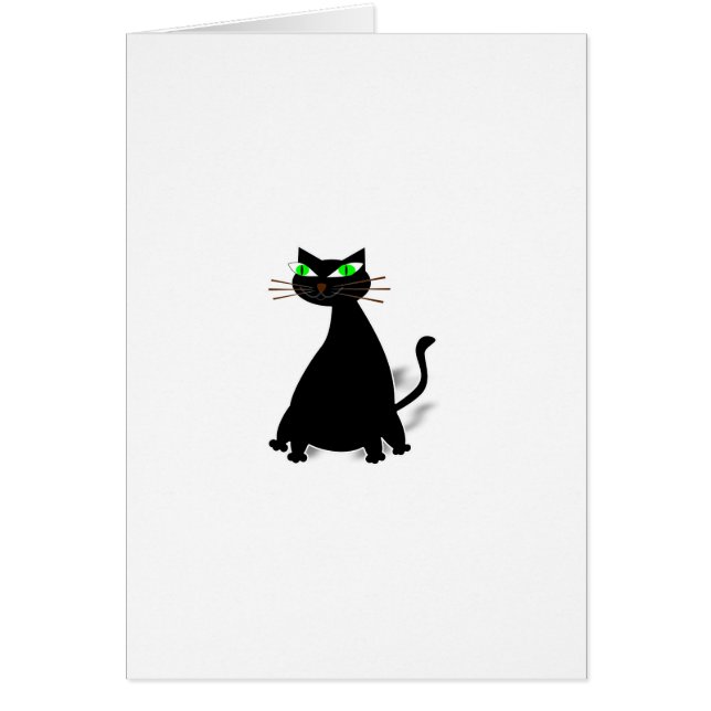 Svart Tjock med Grönt Öga Hälsningskort (Framsidan)