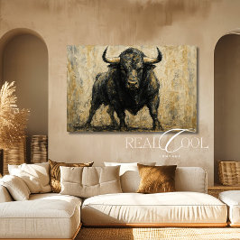 Svart tjur väggkonst målning på canvas