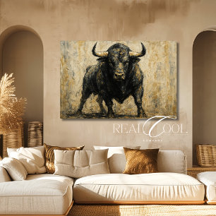 Svart tjur väggkonst målning på canvas