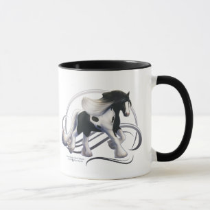 Svart Tobiano Gypsy Vanner Horse Mugg