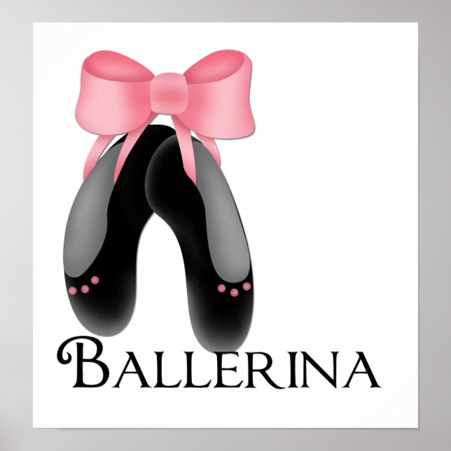 Svart Tofflor - Ballerina Skriv ut Poster (Framsidan)