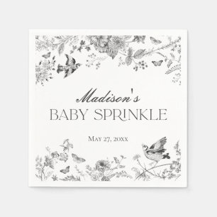 Svart Toile De Jouy Vintage Blommig Baby Smullekal Pappersservett