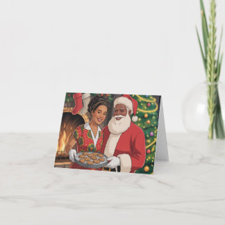 Svart tomte & fru Claus julkort Helgkort