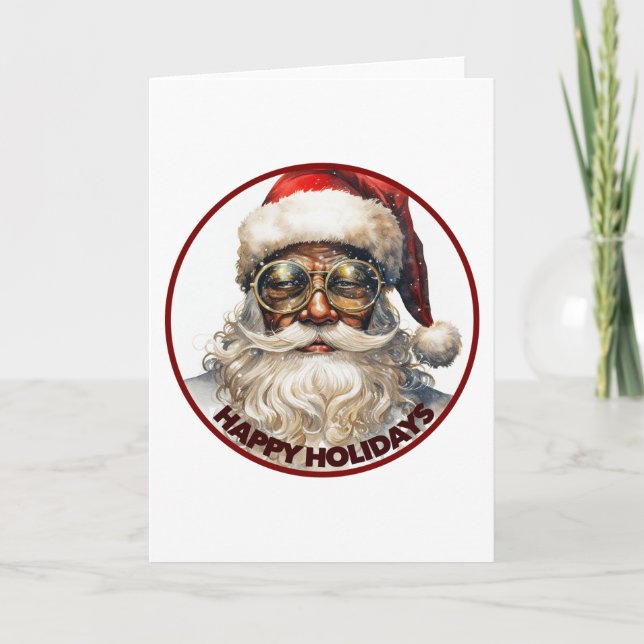 Svart Tomte Glad Jul Kwanzaa Afroamerikan Helgkort (Framsida)